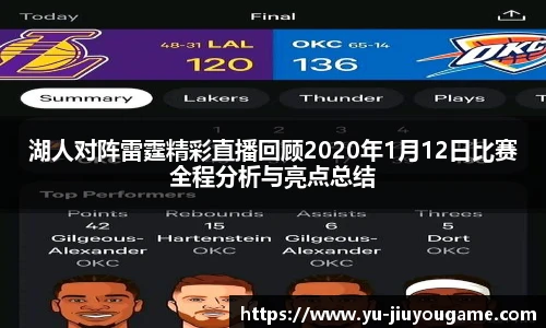 湖人对阵雷霆精彩直播回顾2020年1月12日比赛全程分析与亮点总结